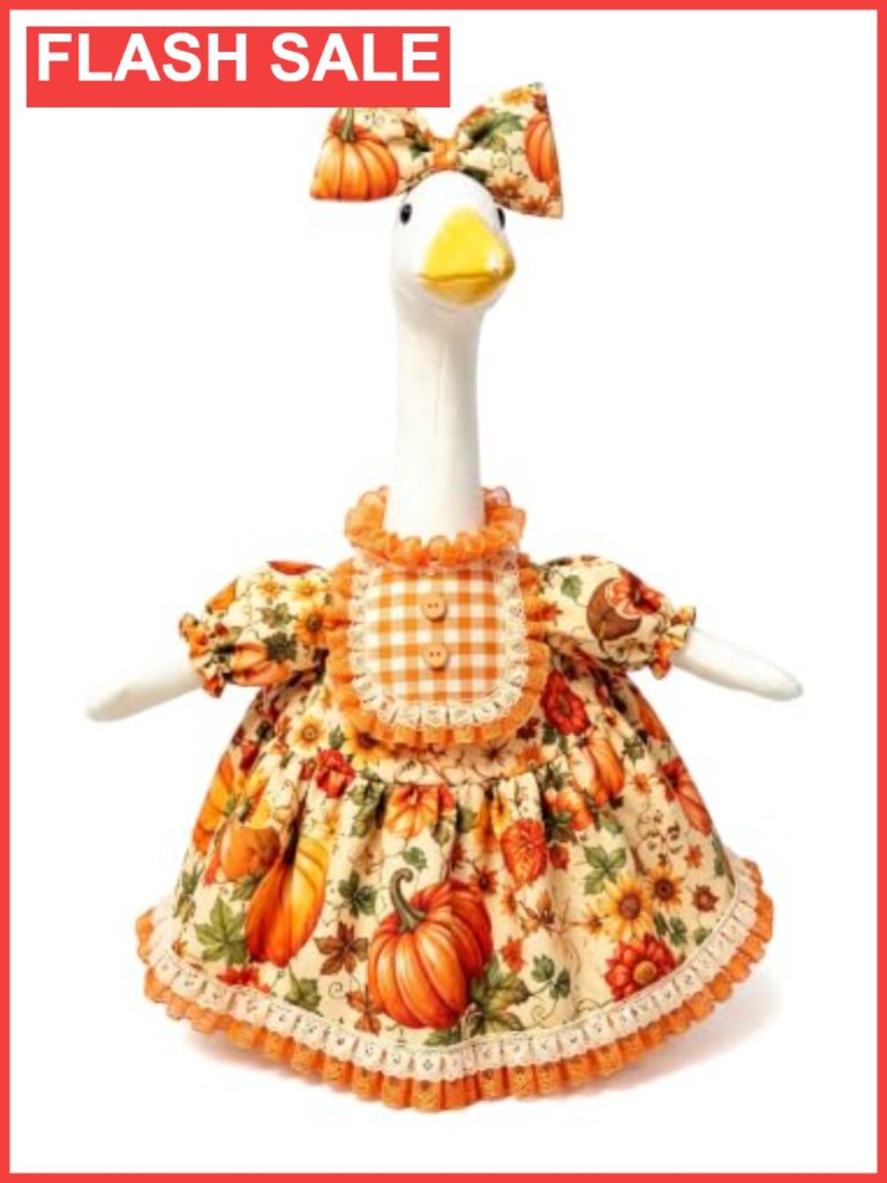 Fall Porch Goose Outfit Pumpkin Dress & Bonnet Fits 23 Inch Lawn Statue